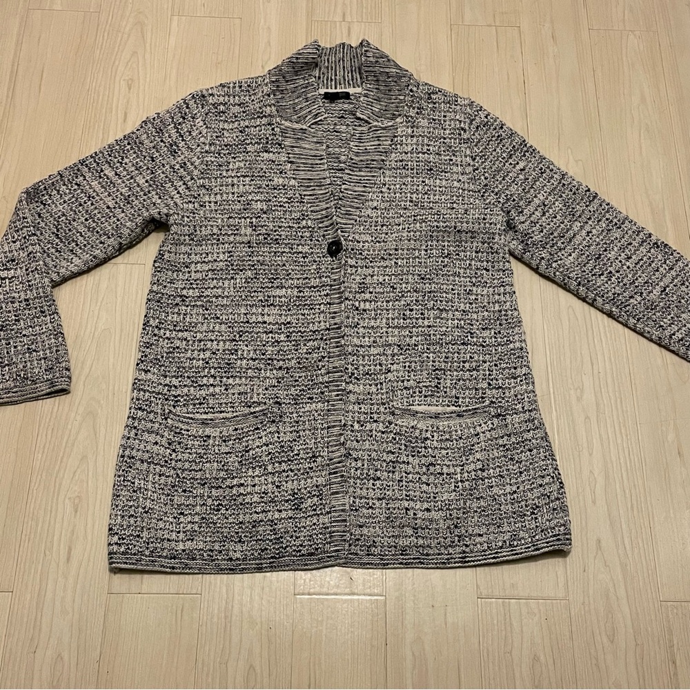 J Jill Wearever Collection Sweater Cardigan Heather Gray 1 Button Woman’s Size M